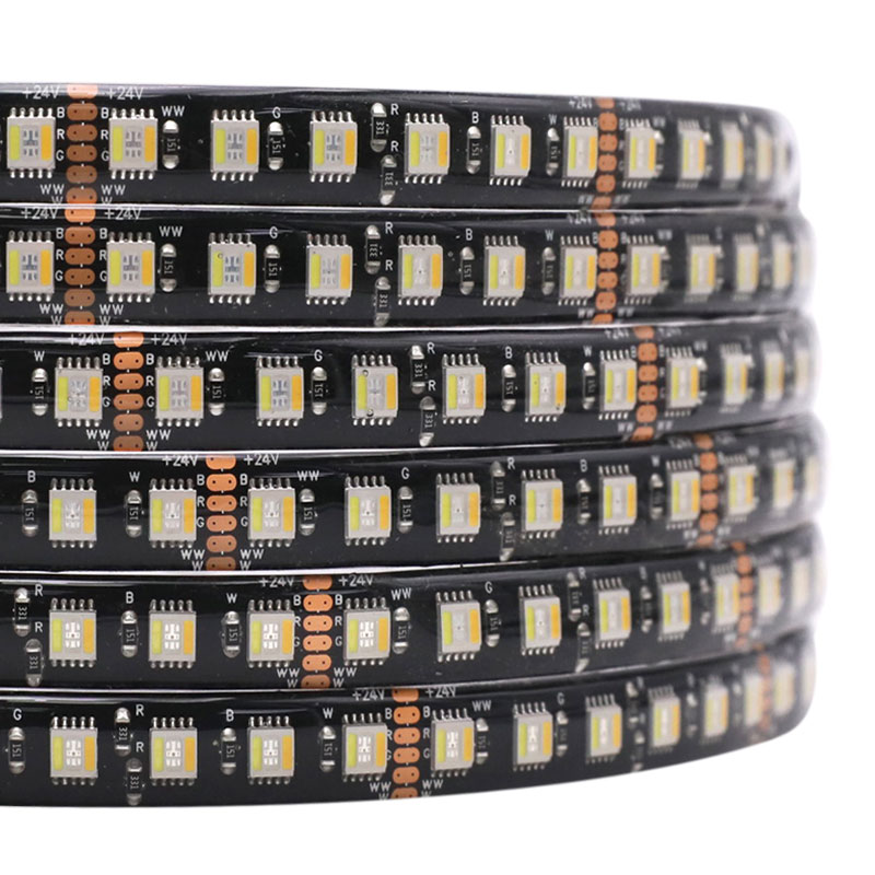 Black PCB 96LEDs/m 5-In-1 RGB CCT Color Changing LED Strip DC24V 12mm 16.4ft